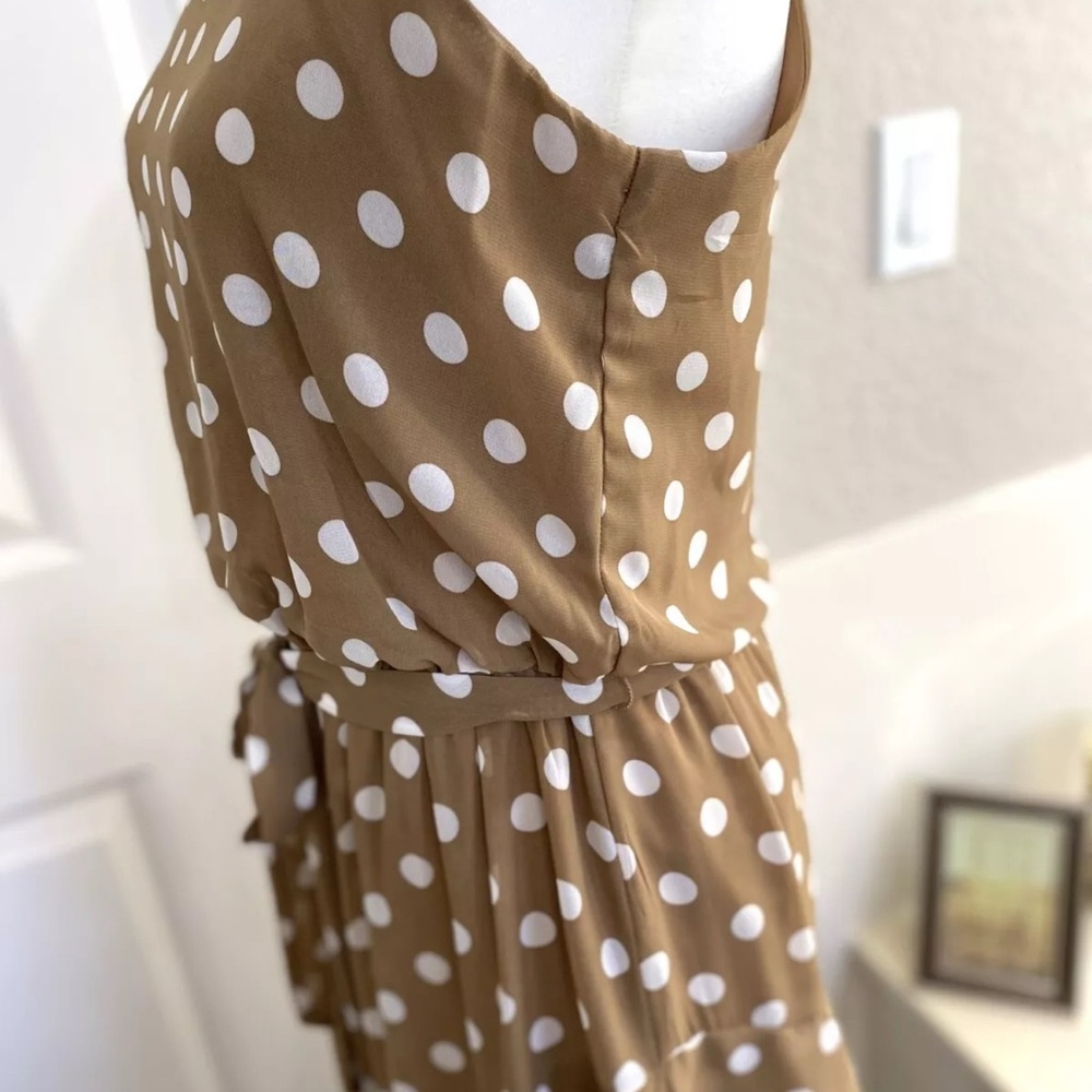 Tan and Brown Halter Midi Sundress - Picture 4 of 5